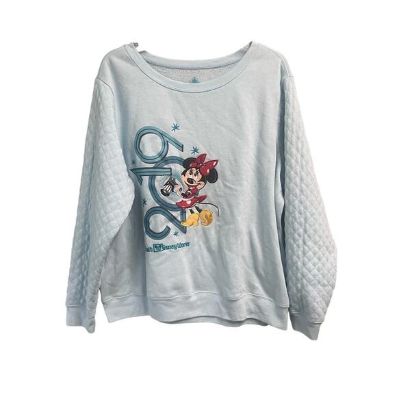Disney Minnie 2019 Sweatshirt Pullover Embroidered Quilted Sleeves Size 1X - Picture 1 of 4
